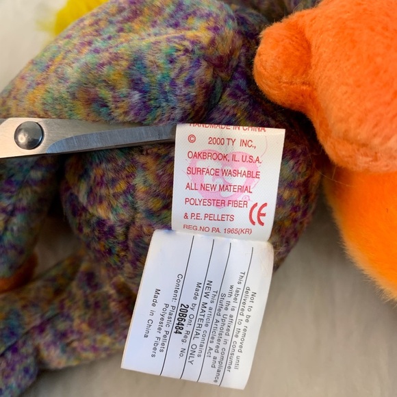 Ty (32) “Bananas” Colorful Plush Monkey Duo - Orange and Purple - Picture 13 of 16